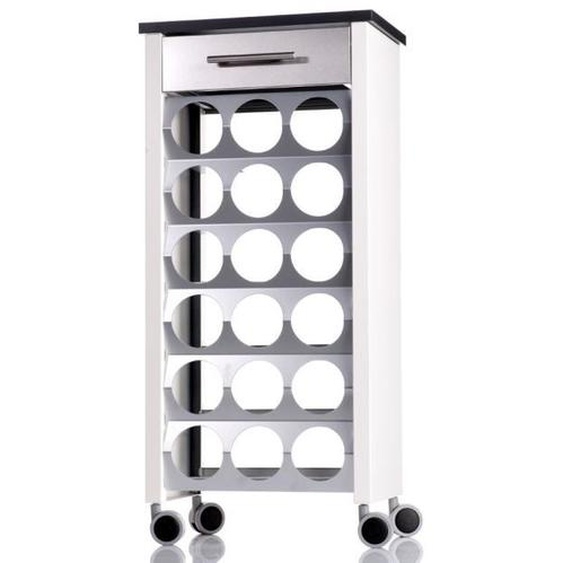 Chariot Range-bouteilles - DON HIERRO - Bacus - 18 bouteilles - Blanc et Ardoise - Roulant