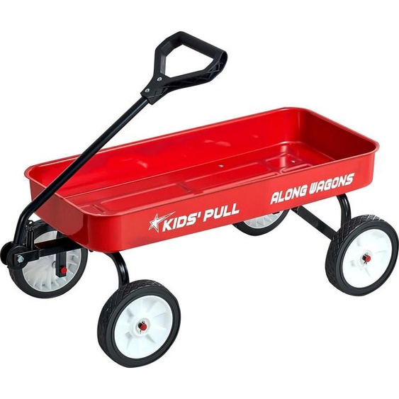 Chariot pour enfants - Chariot à main et de transport - A partir de 18 mois - Dimensions 101 x 48 x 36 cm - Capacité de charge 80 kg - Avec poignée de traction - Pour le jardin, la plage et le camping - Rouge