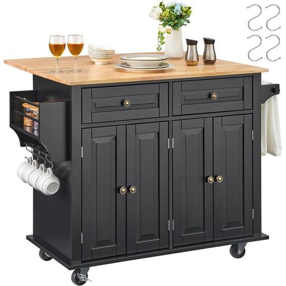 Chariot pour îlot de cuisine Armoire roulante - Roulante avec tiroir et étagère - 1100x715x813mm - Solution de rangement peu encombrante pour la cuisine
