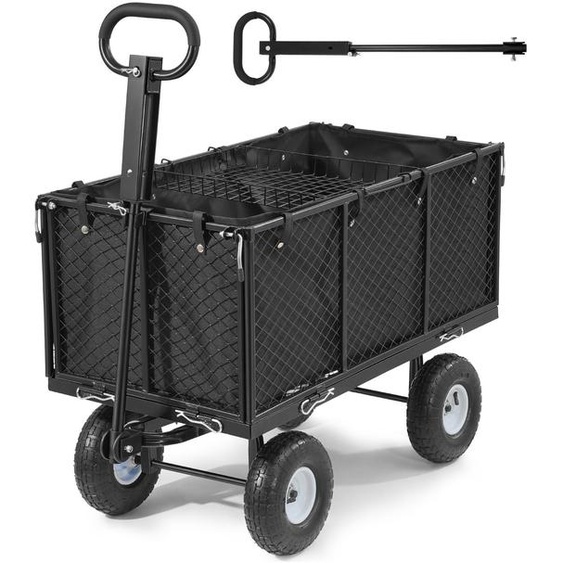 Chariot VEVOR, 544 kg, chariot à main, chariot de transport à pneus, poignée réglable, parois latérales amovibles, chariot de plage, chariot de camping, chariot de jardin à atteler à un quad ou à un tracteur, noir