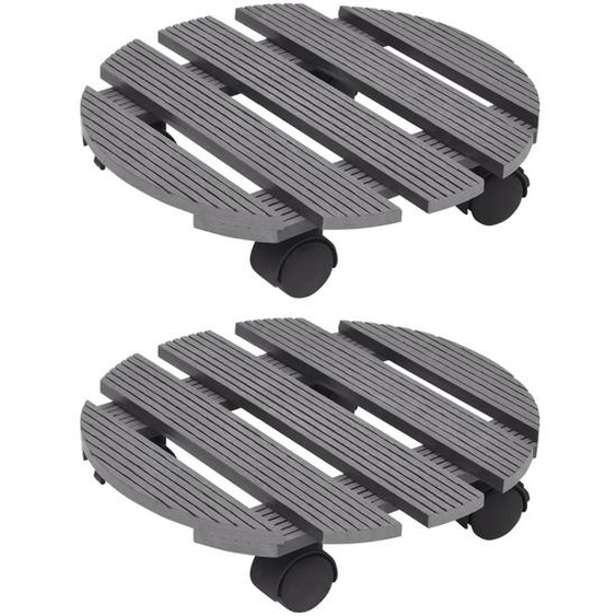 Chariots à plantes 2 pcs Gris Ø30x7,5 cm WPC
