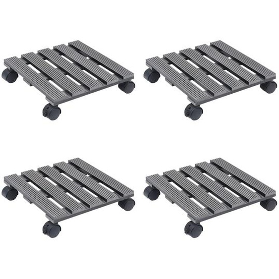 Chariots à plantes 4 pcs Gris 30x30x7,5 cm WPC