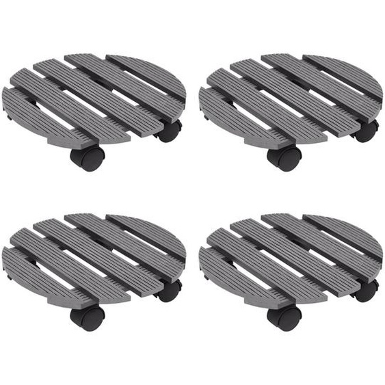 Chariots à plantes 4 pcs Gris Ø30x7,5 cm WPC