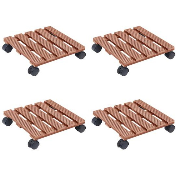Chariots à plantes 4 pcs Marron 30x30x7,5 cm WPC