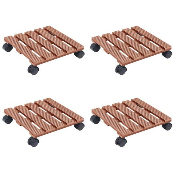 Chariots à plantes 4 pcs Marron 30x30x7,5 cm WPC