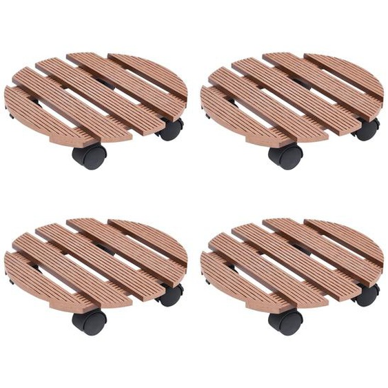 Chariots à plantes 4 pcs Marron Ø30x7,5 cm WPC