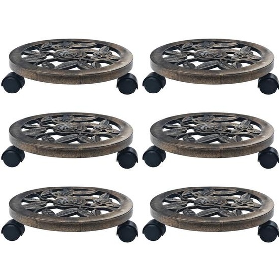 Chariots pour plantes 6 pcs Bronze 30 cm Plastique