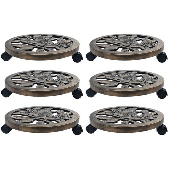 Chariots pour plantes 6 pcs Bronze 38 cm Plastique