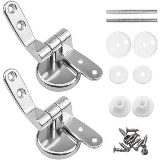 Charniere Abattant,Lot de 2 charnières de rechange pour lunette WC avec fixations en alliage de zinc,Remplacement WC Siège Charnière