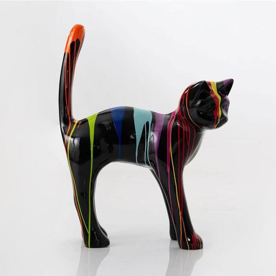 Statue - AMADEUS - Chat Trash 115 cm - Couleur noire - Résine - Style chic et élégant