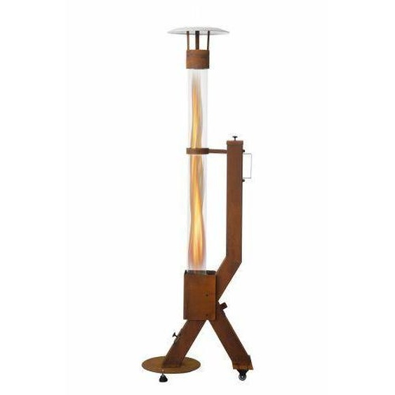 Chauffage de terrasse à granulés Green Flame Rocket Heater en acier Corten - 58,3 x 30 x 158,2 cm