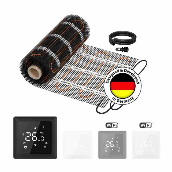 Chauffage mural électrique  CLASSIC LIGHT 100 W/m² avec Thermostat TS 100 Touch noir - 14 m²