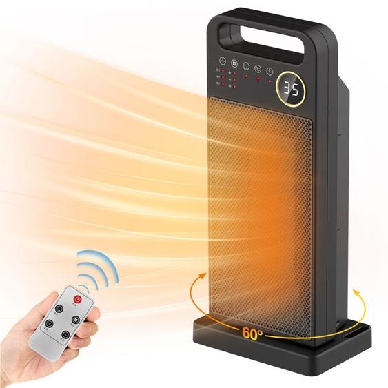 Chauffage Soufflant Intelligent, Ultrixe 2000W Chauffage dappoint avec 3 modes, Céramique PTC, Télécommande, affichage digital LED, Oscillation 70°,