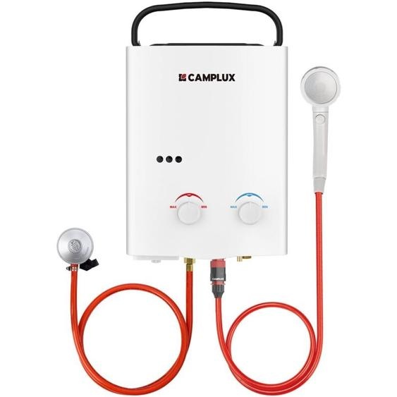 Chauffe-eau à Gaz portables de 5L/min 10kW, Chauffe-eau instantanés au gaz propane/butane - AY132 - 30/37mbar - Blanc - Camplux