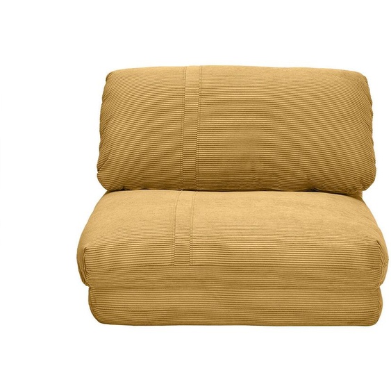 Chauffeuse 1 place convertible en tissu velours côtelé jaune curry SPENCER