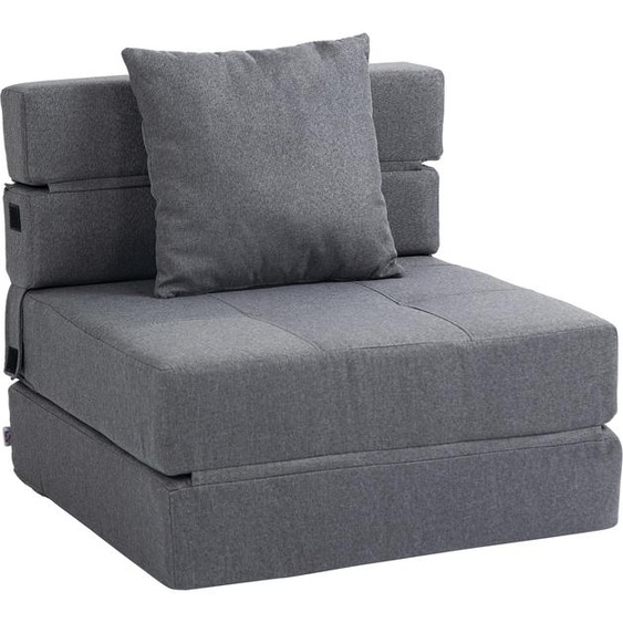 Chauffeuse canap-lit convertible fauteuil 1 place avec 1 coussin dhoussable, tissu gris