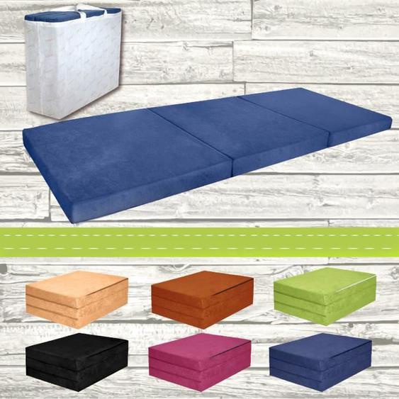 Chauffeuse couchage dappoint futon pliant 195x80x9cm - FORTISLINE - Bleu - Housse amovible et lavable