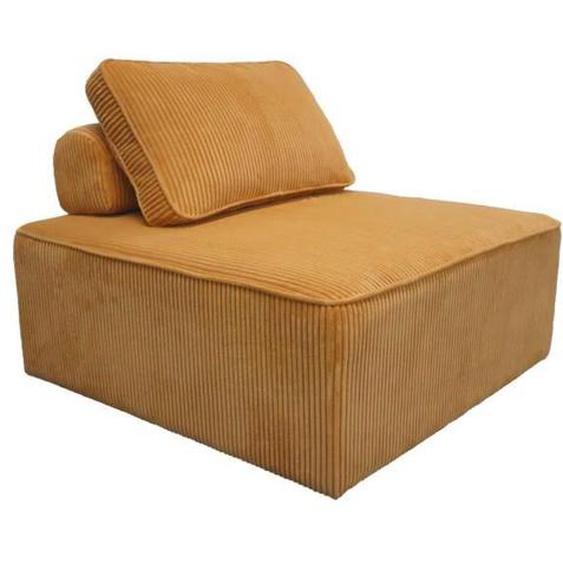 Chauffeuse - SWEEEK - Modèle Vintage - Velours côtelé jaune - 1 place - Coussin moelleux