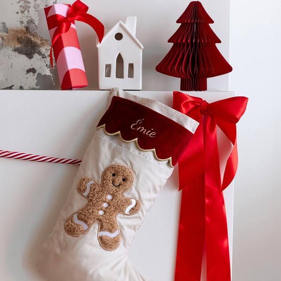 Chaussette Noël Bonhomme pain dépices beige