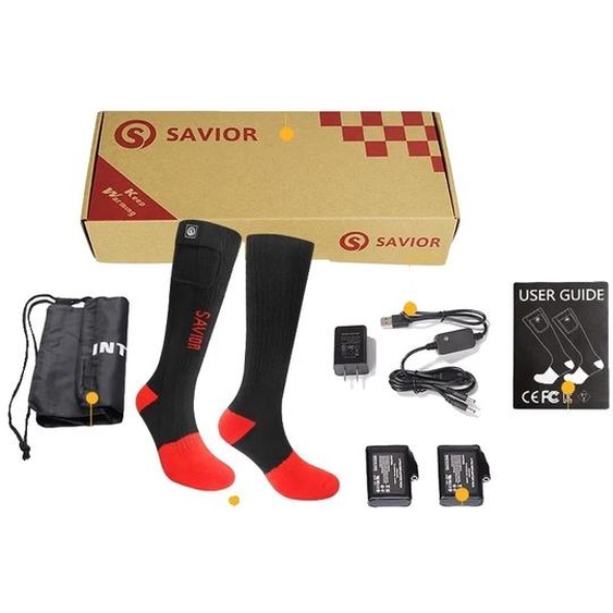 Chaussettes de ski chauffantes, température réglable, chaleur durable , rouge 06R, trente-cinq à trente-huit