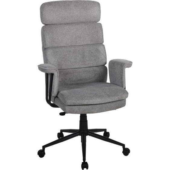 Chefsessel Junis höhenverstellbarer Kopfstütze, grau, Webstoff - 77x118x77cm (BxHxT)