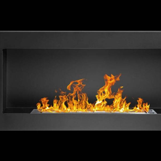 Cheminée à bioéthanol Lucca Black, murale ou encastrable, L 90xP 12xH 40