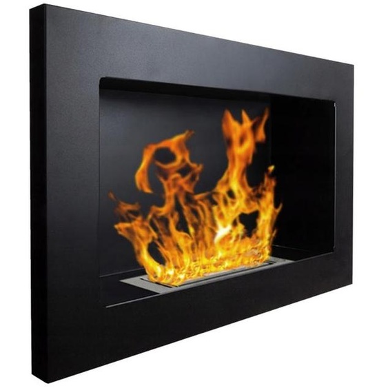 Cheminée à bioéthanol Pisa Black, murale ou encastrable, L 65xP 12xH 40