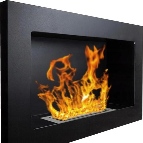 Cheminée à bioéthanol Pisa Black, murale ou encastrable, L 65xP 12xH 40