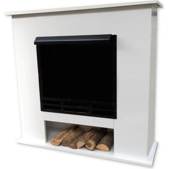 Cheminée à éthanol modèle 001W Deluxe blanc avec brûleur réglable + pierres décoratives