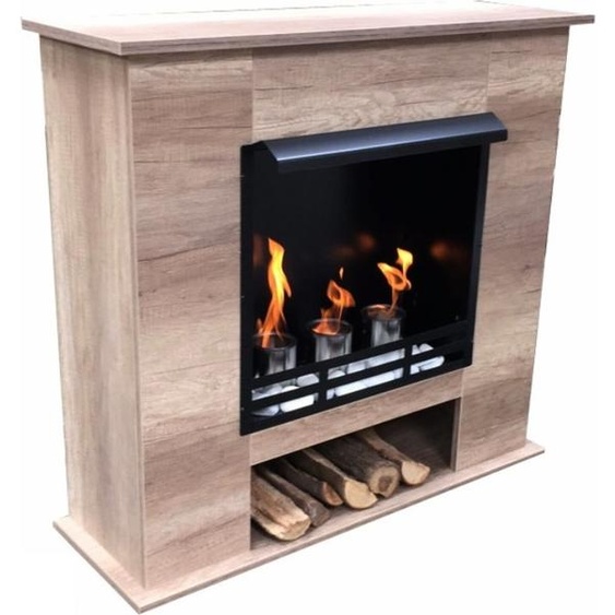 Cheminée à léthanol et au gel modèle 001B chêne clair incl. 27 pcs. Set