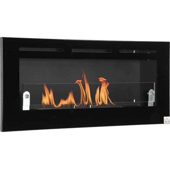 Cheminée bioéthanol murale design contemporain - réservoir 2,8 l couverture 30 m² - pare-feu verre trempé, kit fixation inclus - dim. 102L x 16l x