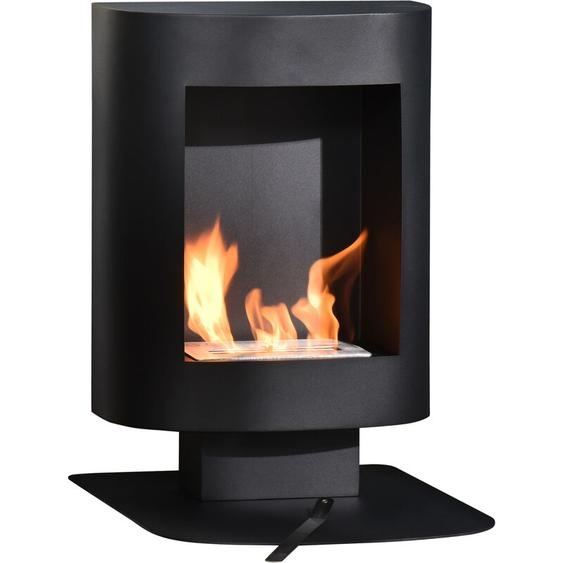 Cheminée bioéthanol sur pied design contemporain - brûleur 1,5 L - contrôle de flamme et manche inclus - acier noir