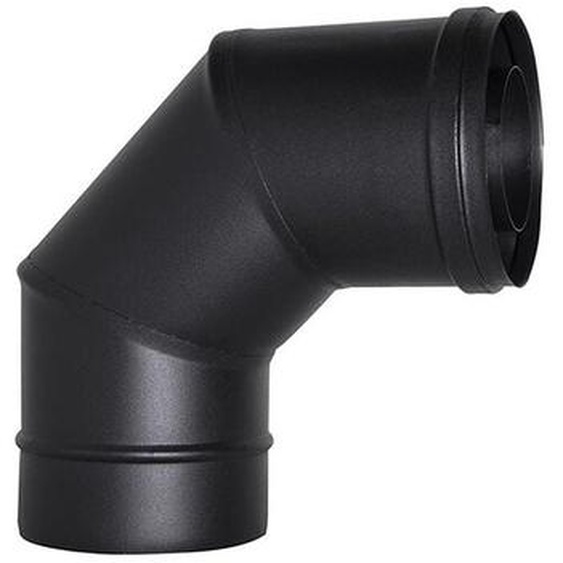 Cheminee coaxial Curva 90 D. 80/130 NOIR CE en acier 316 pour poele a pellets Fabrique en Italie UNI 1856/2