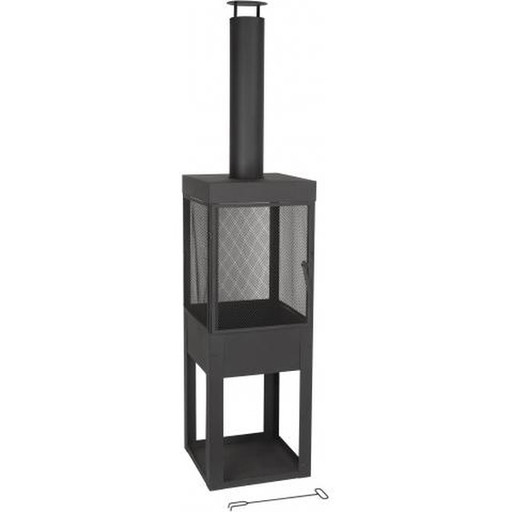 BBQ Collection BBQ Collection Cheminée de jardin - Cheminée de terrasse 194cm - Cheminée dextérieur avec cheminée - Acier - Noir