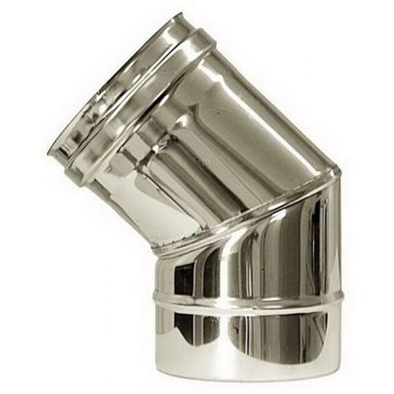 Cheminee double paroi isole courbe 45 inox dn 180/230