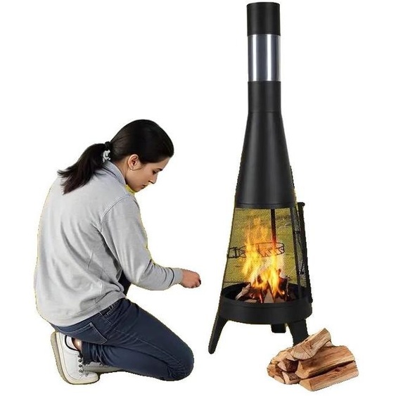 Cheminée extérieure, en acier robuste, hauteur de 508 mm, adaptée à la combustion du bois, design conique, partie extérieure en acier inoxydable