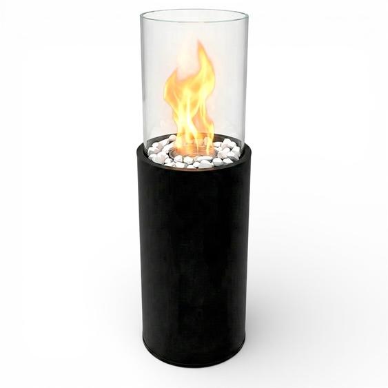 Cheminéeau sol haute 80,5 cm avec pierres décoratives - ROMA BLACK