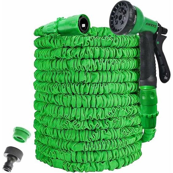 Chendyy - Tuyau darrosage extensible de 30 m, tuyau darrosage magique léger avec 8 modes de pulvérisation deau haute pression (Vert, 30m)