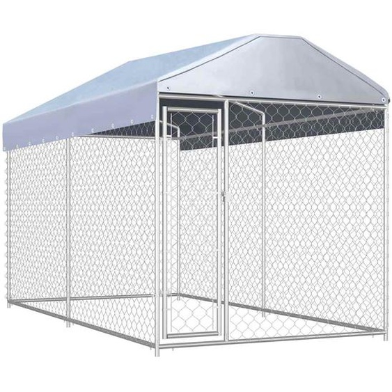 Chenil dextérieur avec toit pour chiens 382x192x225 cm