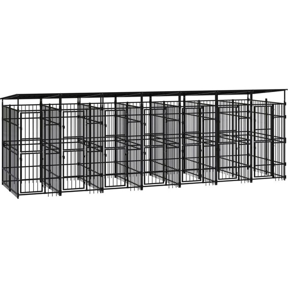 Chenil dextérieur avec toit pour chiens Acier 12,9 m²