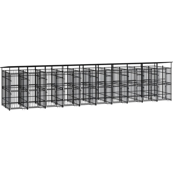 Chenil dextérieur avec toit pour chiens Acier 18,43 m²