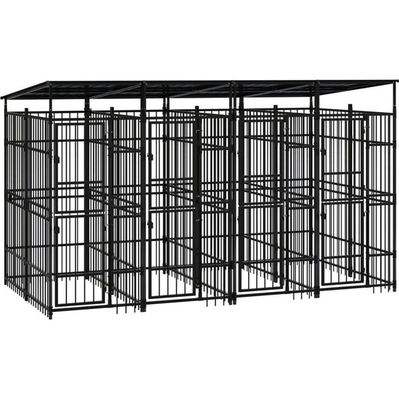 Chenil dextérieur avec toit pour chiens Acier 7,37 m²