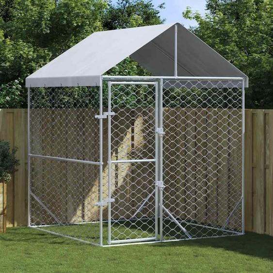 Chenil dextérieur pour chiens avec toit argenté 2x2x2,5 m