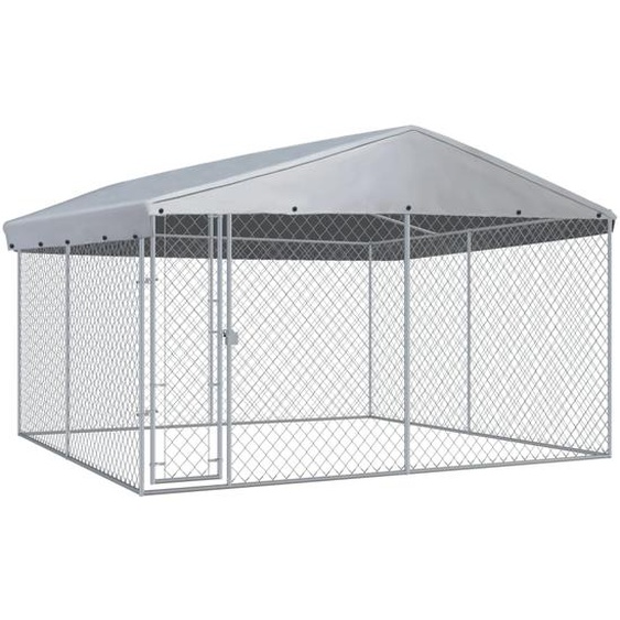 Chenil extérieur avec toit pour chiens 382x382x225 cm