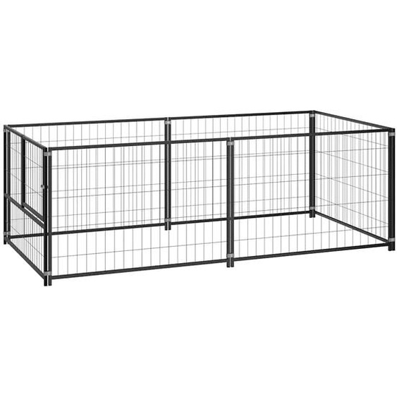 Chenil Noir 200x100x70 cm Acier