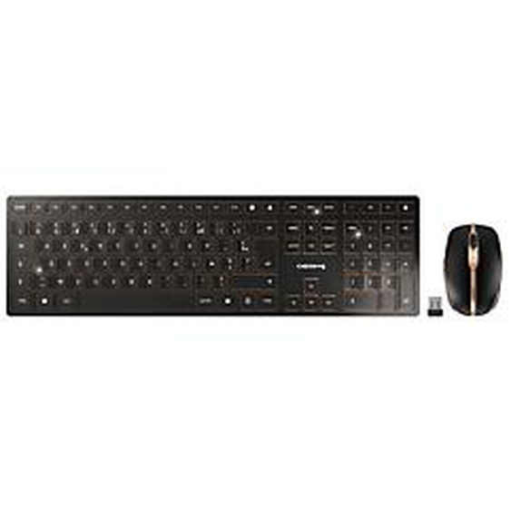 CHERRY DW 9100 SLIM, RF sans fil + Bluetooth, AZERTY, Noir, Souris incluse JD-9100FR-2
