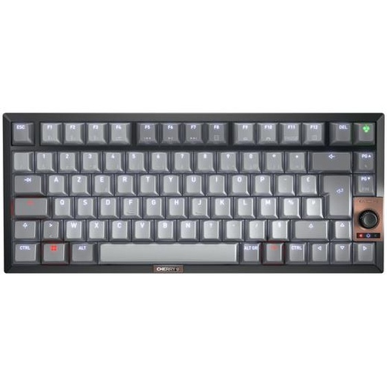CHERRY KW 300W MX, Avec fil &sans fil, USB + Bluetooth, Clavier mécanique, AZERTY, LED, Noir, Cuivre, Gris G80-3961HHAFR-2