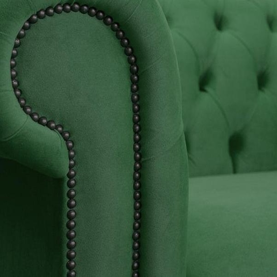 Cheserfield Velvet Canapé 2 places Designer Canapé Textile Tissu Rembourrage Vert