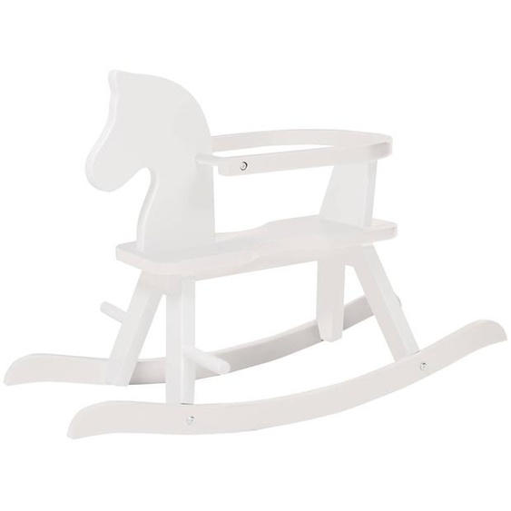 Cheval À Bascule En Bois Avec Anneau De Protection Blanc