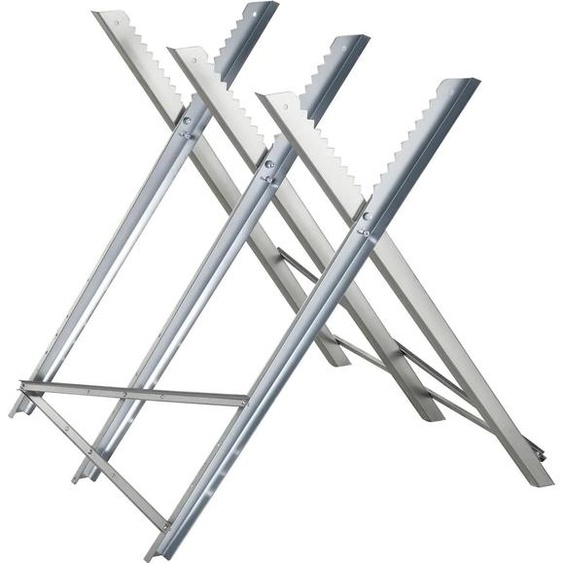 Chevalet de sciage pour tronçonneuse - B71-034 - Pliable - Cadre métallique triangulaire - Capacité de charge 100 kg - 83×83×79 cm - Argenté